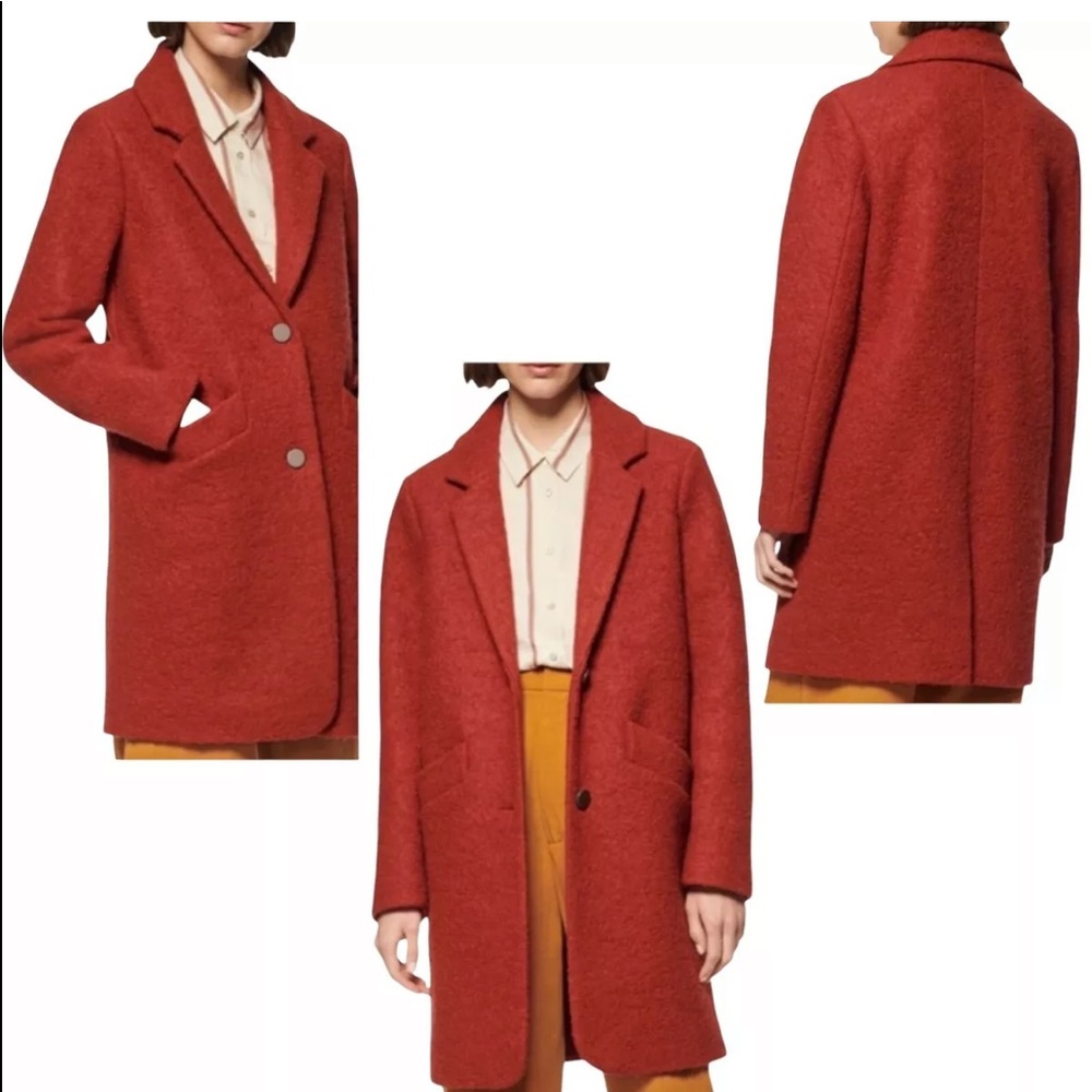 Marc New York Paige Bouclé Coat Women's US 12 Brick Knee Length Relaxed Fit